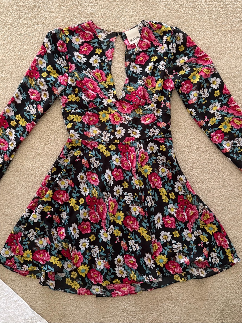 Urban Outfitters x Yaya Nom de Plume Floral Long Sleeved Mini Dress - Size 4